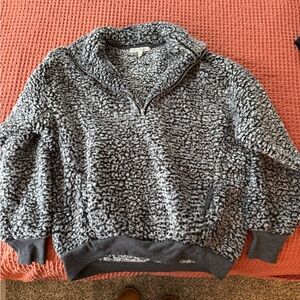 Express Gray Sherpa Oversized Quarter-Zip Hoodie